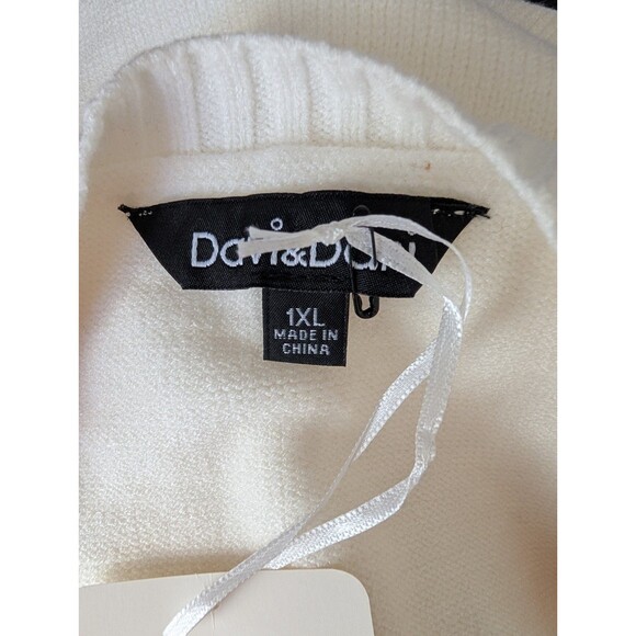 Davi & Dani Womens Granny Square Crochet Sweater 1XL XL 1X White Pink Orange - Picture 14 of 14